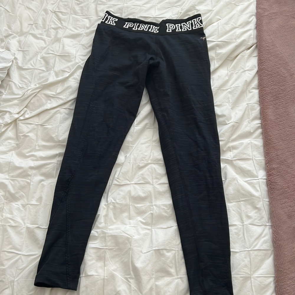 Ultimate PINK thermal leggings black heathered warm